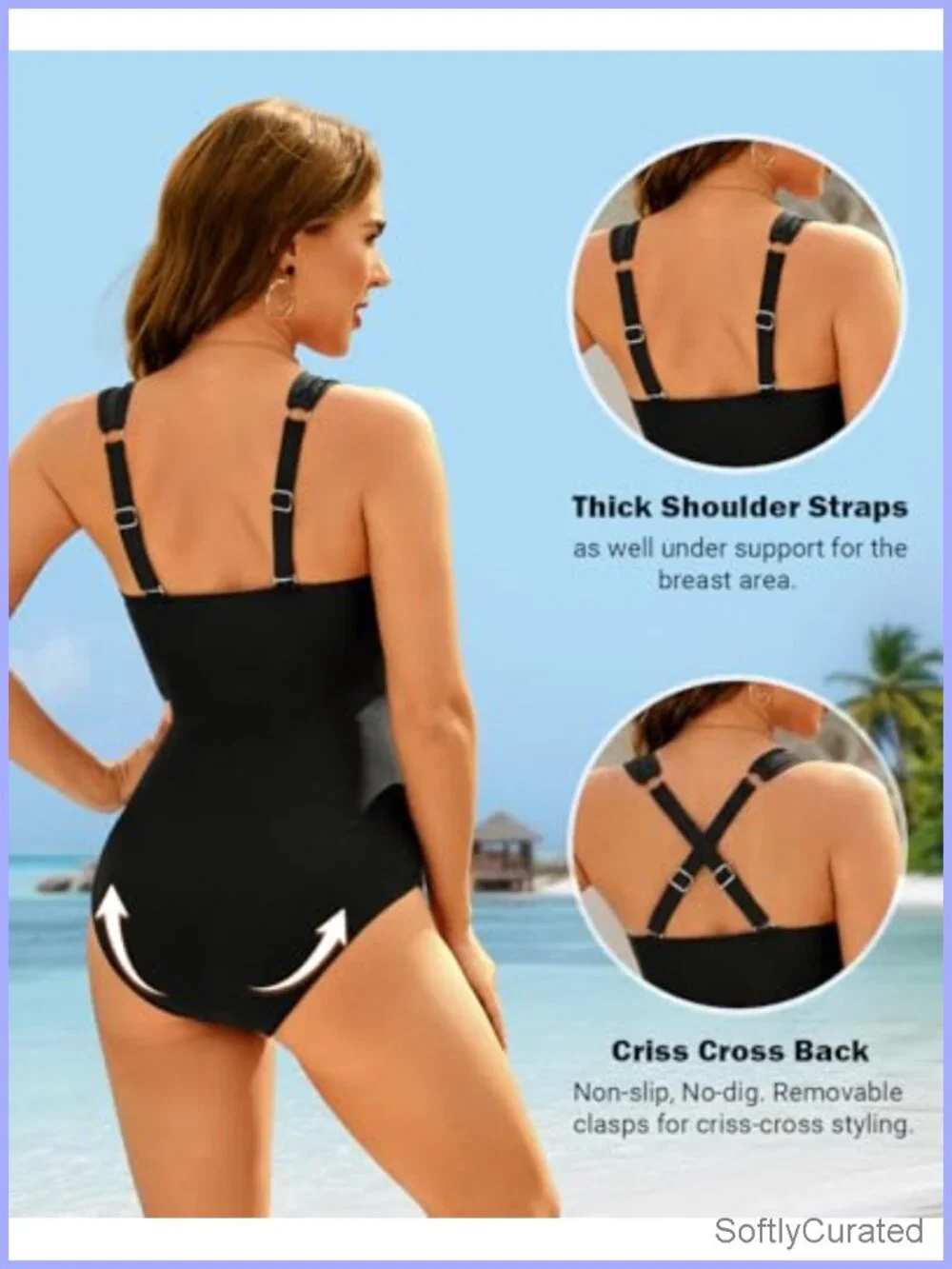 Tummy Control One Piece Swimsuit with Push Up Bra Twist Front Cutout Slimming